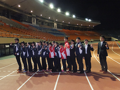 １００００ｍ記録挑戦競技会の学生幹事集合写真です。